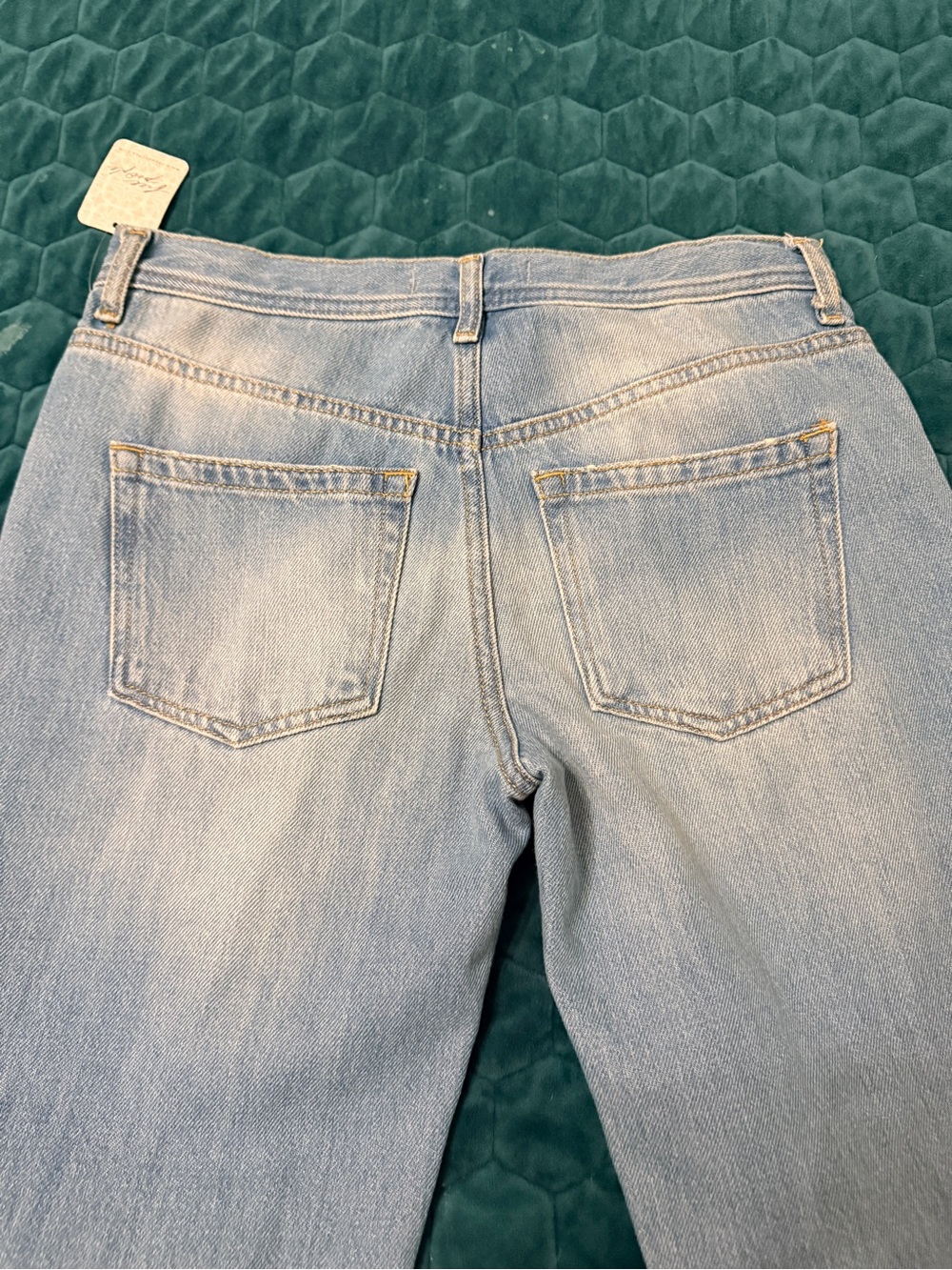 Free People 27 NEW NWT Light Blue Distressed Straight Leg Jeans - Picture 6 of 6